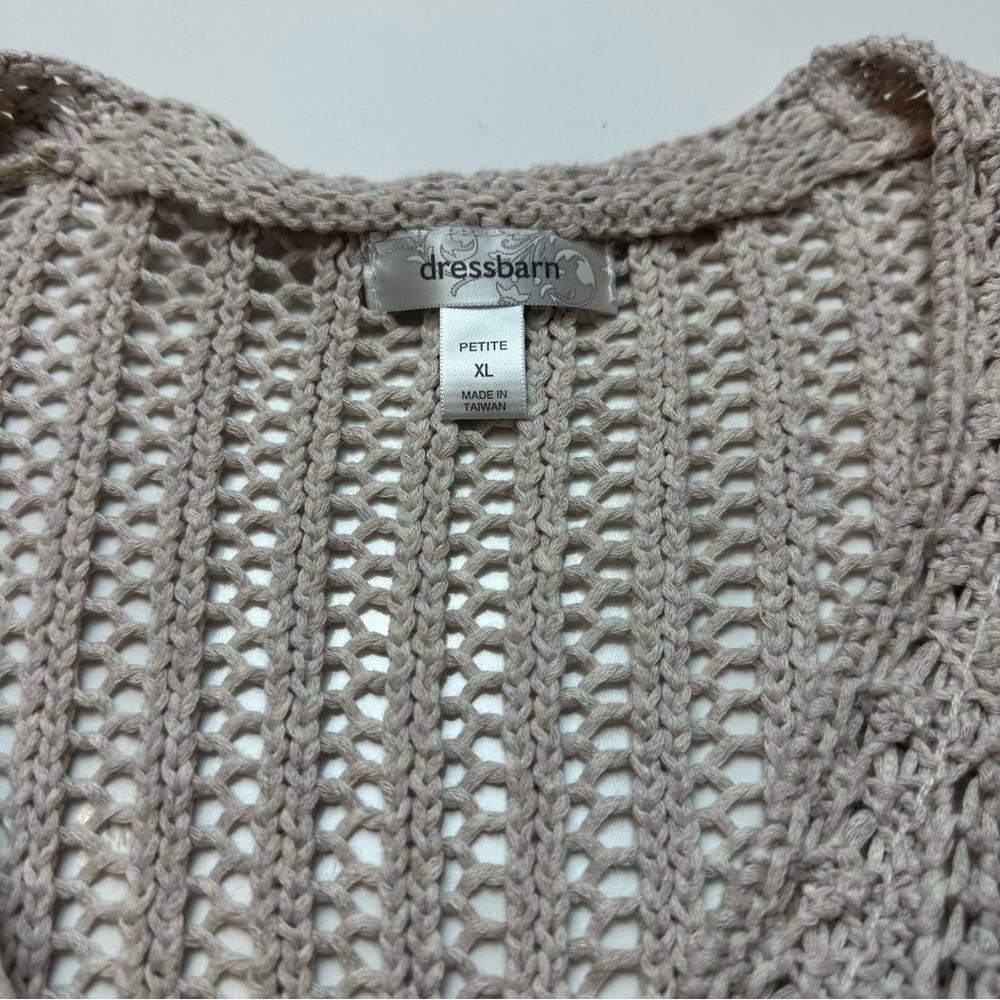 Vintage 2000s dressbarn Crochet Knit Cardigan | Cotton Boho Cottagecore Layering - Picture 5 of 11
